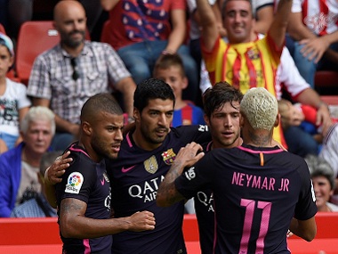 La Liga: Barcelona hammer Sporting Gijon 5-0; move one point of misfiring Real Madrid La Liga: Barcelona hammer Sporting Gijon 5-0; move one point of misfiring Real Madrid