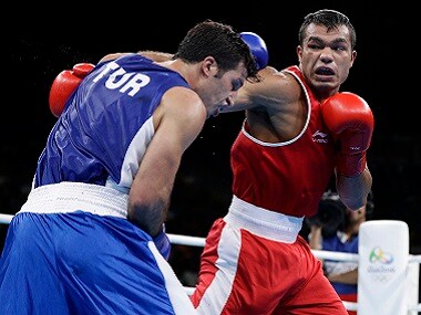 India's Vikas Krishan in action at the Rio Olympics. AP