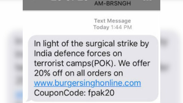 Burger Singh offers discounts after surgical strikes: Something more critical deserves our outrage