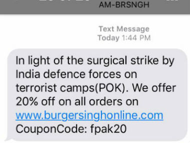 Burger Singh offers discounts after surgical strikes: Something more critical deserves our outrage Burger Singh offers discounts after surgical strikes: Something more critical deserves our outrage