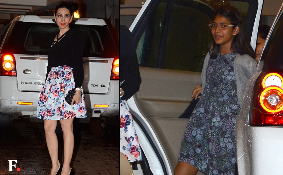Karisma Kapoor with daughter Samiera Kapoor arrive for the party at Kareena's residence Fortune Heights in Bandra. Sachin Gokhale/Firstpost Karisma Kapoor with daughter Samiera Kapoor arrive for the party at Kareena's residence Fortune Heights in Bandra. Sachin Gokhale/Firstpost