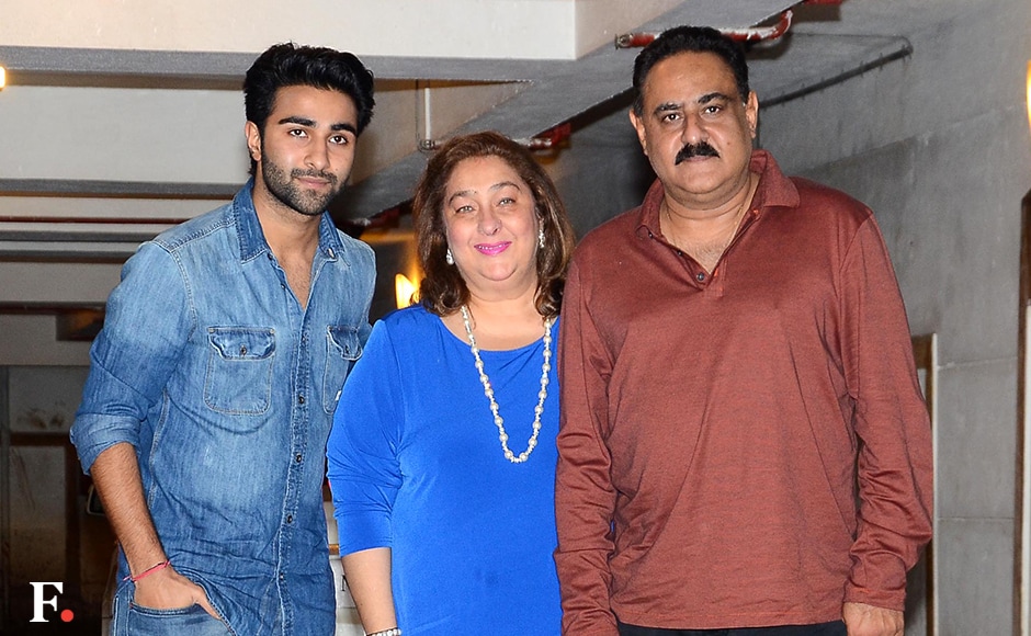 Kareena'a aunt Reema Kapoor with husband Manoj Jain and son Aadar Jain. Sachin Gokhale/Firstpost Kareena'a aunt Reema Kapoor with husband Manoj Jain and son Aadar Jain. Sachin Gokhale/Firstpost