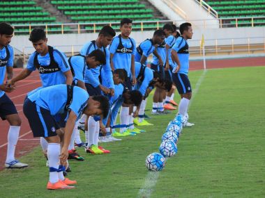 File photo of Indian football team in training. Image courtesy: Twitter/@AiffMedia