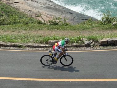 Iranian Cyclist Bahman Golbarnezhad participating at the Rio Paralympics 2016. AP