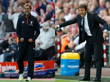 Managers Jurgen Klopp and Antonio Conte. Reuters