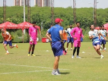 Kerala Blasters' players in training. Image courtesy: Twitter/@KeralaBlasters