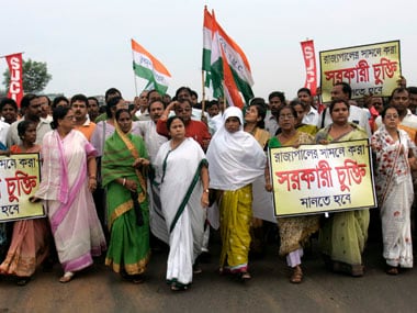 File photo of Mamata Banerjee in a protest march in 2008. Reuters