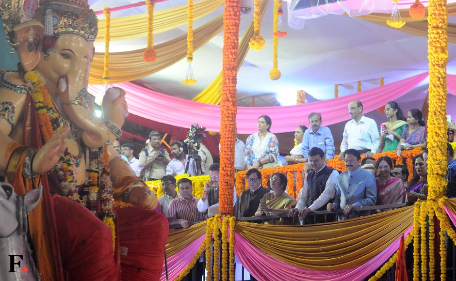 Maharashtra CM Devendra Fadnavis attends Visarjan ceremony in Mumbai. Sachin Gokhale/Firstpost Maharashtra CM Devendra Fadnavis attends Visarjan ceremony in Mumbai. Sachin Gokhale/Firstpost