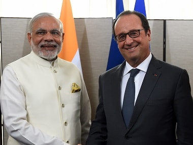 PM Narendra Modi (left) with French President Francois Hollande. AFP