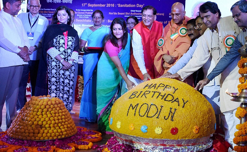 Union Minister Suresh Parbhu unveils a Laddu at the inauguration of Swacchata Diwas function to mark the birthday of Prime Minister Narendra Modi at Mavlankar Hall in New Delhi on Saturday. PTI Union Minister Suresh Parbhu unveils a Laddu at the inauguration of Swacchata Diwas function to mark the birthday of Prime Minister Narendra Modi at Mavlankar Hall in New Delhi on Saturday. PTI