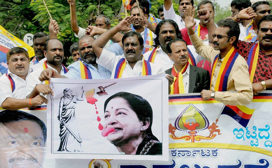 Protesters also mobbed and ransacked several government offices in Mandya forcing their shut down, while attendance at government offices remained thin. Photo: PTI Protesters also mobbed and ransacked several government offices in Mandya forcing their shut down, while attendance at government offices remained thin. Photo: PTI