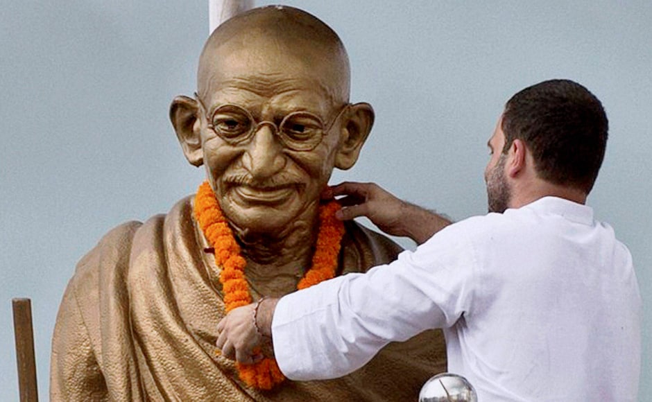 The Congress vice-president paid tribute to Mahatma Gandhi on Thursday in Basti. PTI The Congress vice-president paid tribute to Mahatma Gandhi on Thursday in Basti. PTI
