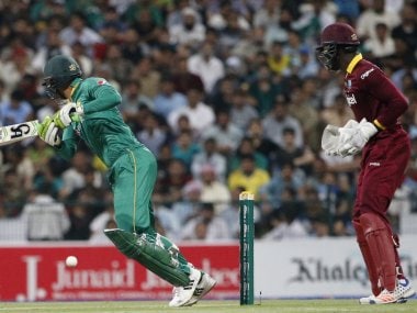 File photo of Pakistan and West Indies cricket players in action. AFP