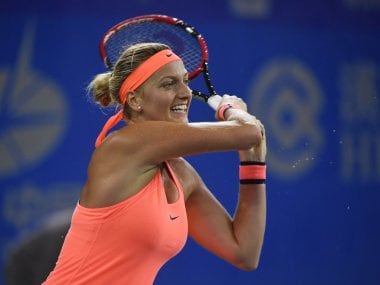 Petra Kvitova in action against Simona Halep at the WTA Wuhan Open. AFP