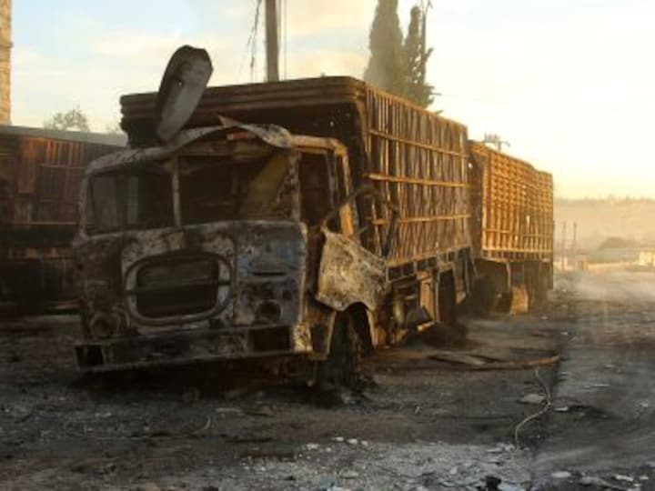 UN suspends all humanitarian convoys in Syria following attack on trucks delivering aid