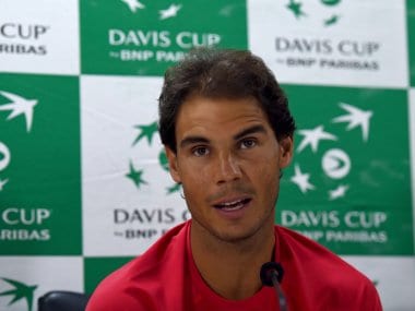 Spain's Rafael Nadal speaks during a press conference. AFP
