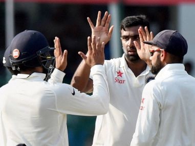 Ravichandran Ashwin celebrates with captain Virat Kohli on day 4. PTI