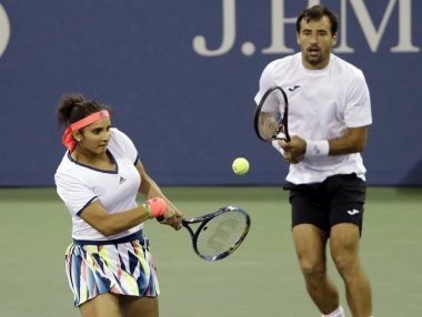 Sania Mirza and Ivan Dodig in action at the US Open. AP