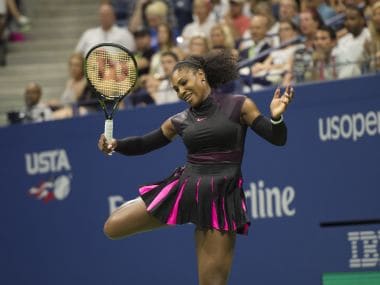 Serena Williams reacts after a successful point during the US Open 2016. AFP