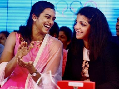 PV Sindhu and Saksi Malik in Thiruvananthapuram. PTI
