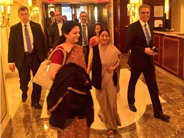 External Affairs Minister Sushma Swaraj in New York for the UNGA. Image courtesy: Twitter/MEA
