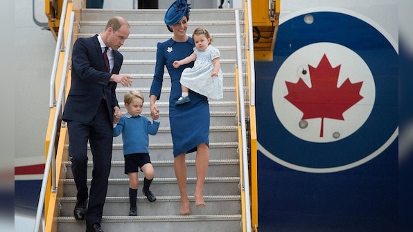 Britain's Prince William and Kate arrive in Canada with children George, Charlotte in tow