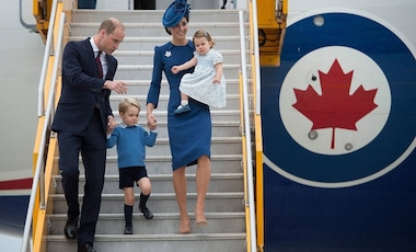 Britain's Prince William and Kate arrive in Canada with children George, Charlotte in tow