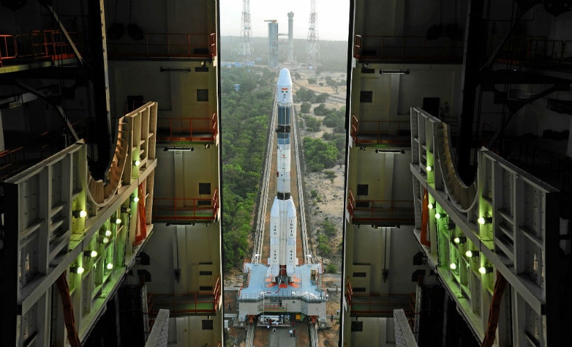 Fully integrated GSLV-F05 coming out of the Vehicle Assembly Building. Isro