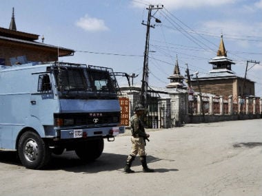 A deserted street in Srinagar during restrictions. PTI