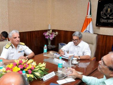 Manohar Parrikar addressing the Indian Coast Guard conference. PTI