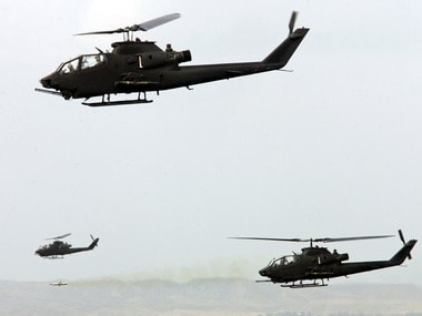 Helicopters take part in a Pakistani air force's exercise. Reuters