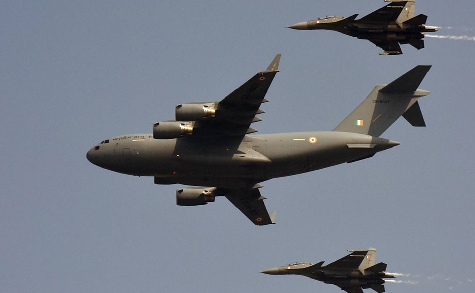 The air power display included C-17 Globemaster, Su-30 MKIs, Jaguar, Mig-21 Bisons, Mig-29 and Mirage 2000. Naresh Sharma The air power display included C-17 Globemaster, Su-30 MKIs, Jaguar, Mig-21 Bisons, Mig-29 and Mirage 2000. Naresh Sharma