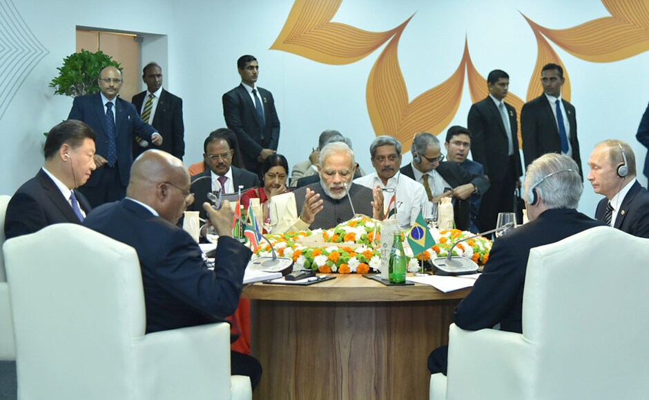 PM Modi held the first formal engagement – the Leaders' Restricted Meeting – and mentioned that non-conventional security challenges, from threats to cyberspace and piracy on high seas to human trafficking. (Photo: Twitter @MEAIndia) PM Modi held the first formal engagement – the Leaders' Restricted Meeting – and mentioned that non-conventional security challenges, from threats to cyberspace and piracy on high seas to human trafficking. (Photo: Twitter @MEAIndia)