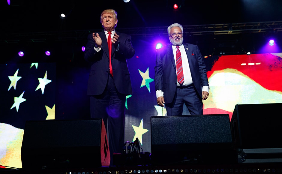 Donald Trump (left) with Shalabh Kumar (right), chairman of the Republican Hindu Coalition. AP Donald Trump (left) with Shalabh Kumar (right), chairman of the Republican Hindu Coalition. AP