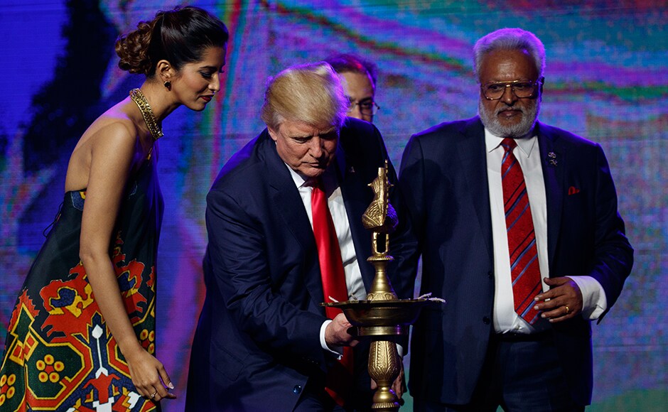Donald Trump lit a diya before delivering remarks to the Republican Hindu Coalition. AP Donald Trump lit a diya before delivering remarks to the Republican Hindu Coalition. AP
