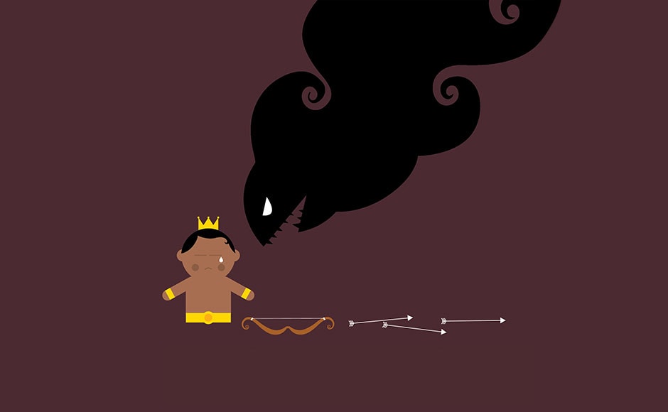 Only a rare herb called Sanjivani could save him, which Hanuman set off to get. The rare herb was only to be found on the Kailash mountain peak. But unable to identify the herb, he lifted an entire mountain and brought it back. Lakshman was saved. Only a rare herb called Sanjivani could save him, which Hanuman set off to get. The rare herb was only to be found on the Kailash mountain peak. But unable to identify the herb, he lifted an entire mountain and brought it back. Lakshman was saved.