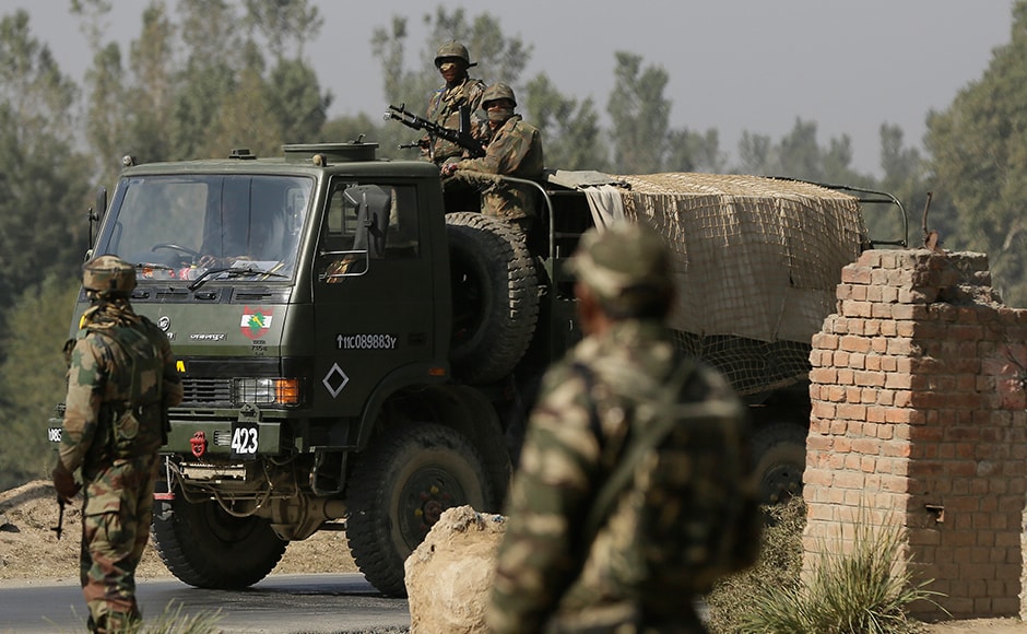 One soldier and one police officer were injured were injured in the exchange in between terrorists and security forces. Photo: AP One soldier and one police officer were injured were injured in the exchange in between terrorists and security forces. Photo: AP