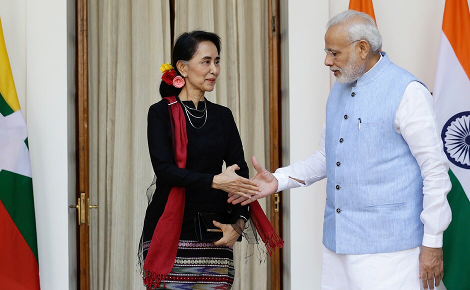 Modi in the press conference welcomed Suu Kyi to her Modi in the press conference welcomed Suu Kyi to her