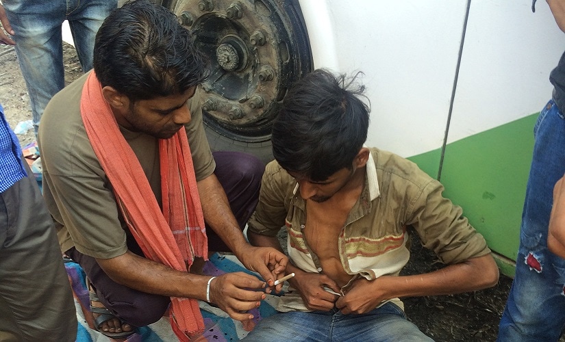 An addict taking smack out in the open. Firstpost/Pallavi