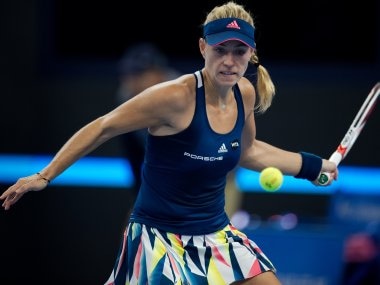 Angelique Kerber hits a return to Elina Svitolina at the China Open. AFP