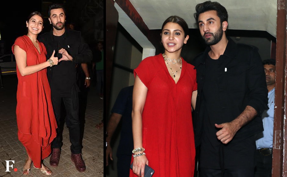 Ae Dil Hai Mushkil's lead Ranbir Kapoor and Anushka Sharma pose at the screening. Sachin Gokhale/Firstpost Ae Dil Hai Mushkil's lead Ranbir Kapoor and Anushka Sharma pose at the screening. Sachin Gokhale/Firstpost