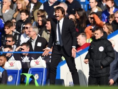 Chelsea coach Antonio Conte during their Premier League game against Leicester City. AFP
