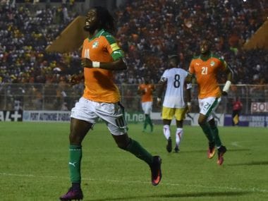 Ivory Coast forward Gervinho celebrates scoring against Mali. AFP