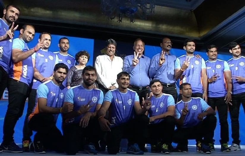 The Indian kabaddi team for the 2016 world Cup. Image courtesy: twitter/@ABPTV