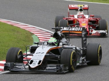 Force India driver Nico Hulkenberg leads Ferrari driver Kimi Raikkonen during the Japanese GP. AP