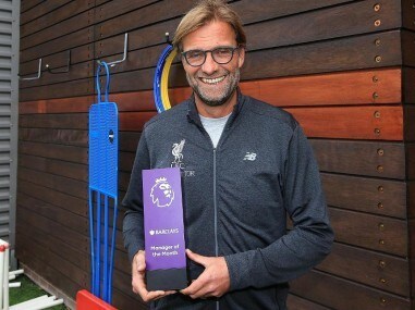 Jurgen Klopp has been named as the Premier League Manager of the Month for September. Image courtesy: Twitter/@premierleague