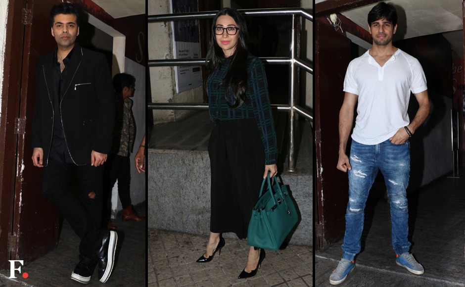 Host Karan Johar at the screening, Karisma Kapoor and Siddharth Malhotra. Sachin Gokhale/Firstpost Host Karan Johar at the screening, Karisma Kapoor and Siddharth Malhotra. Sachin Gokhale/Firstpost