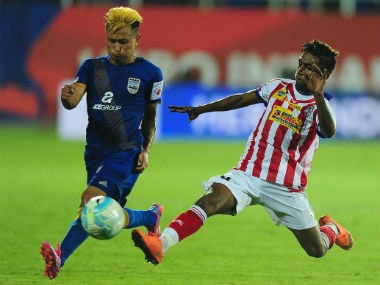 Action in the ISL match between MCFC and ATK on Tuesday. Sportzpics