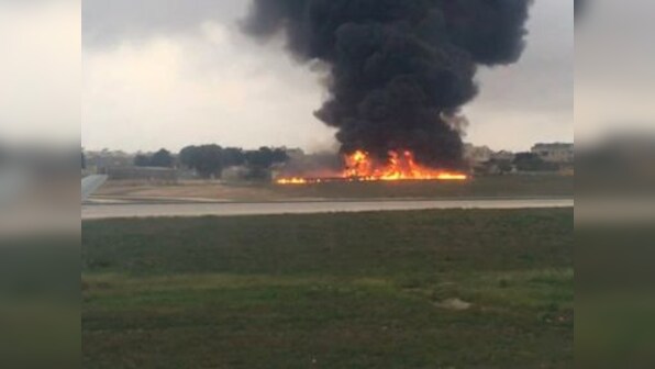 Plane crashes on takeoff at Malta airport, five aboard killed
