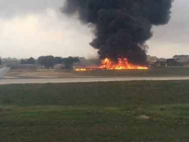 Plane crashes on takeoff at Malta airport, five aboard killed Plane crashes on takeoff at Malta airport, five aboard killed